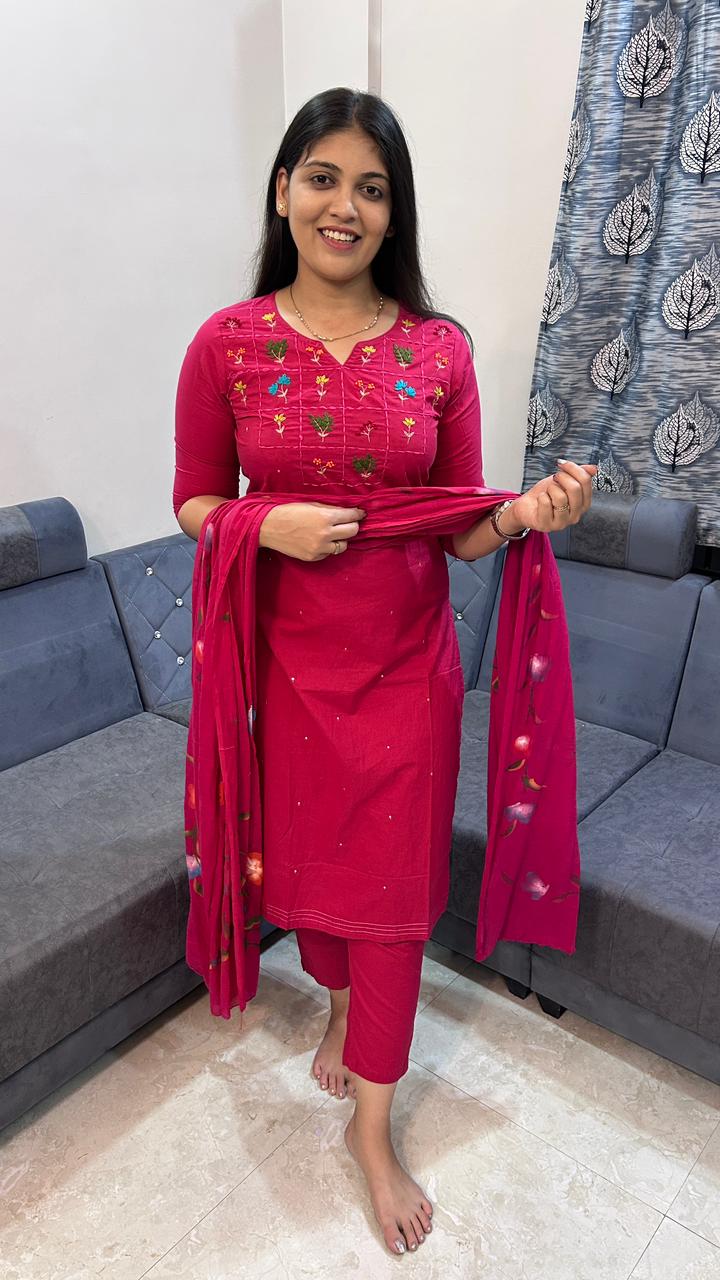 Gulabi Floral Checked Kurta Set