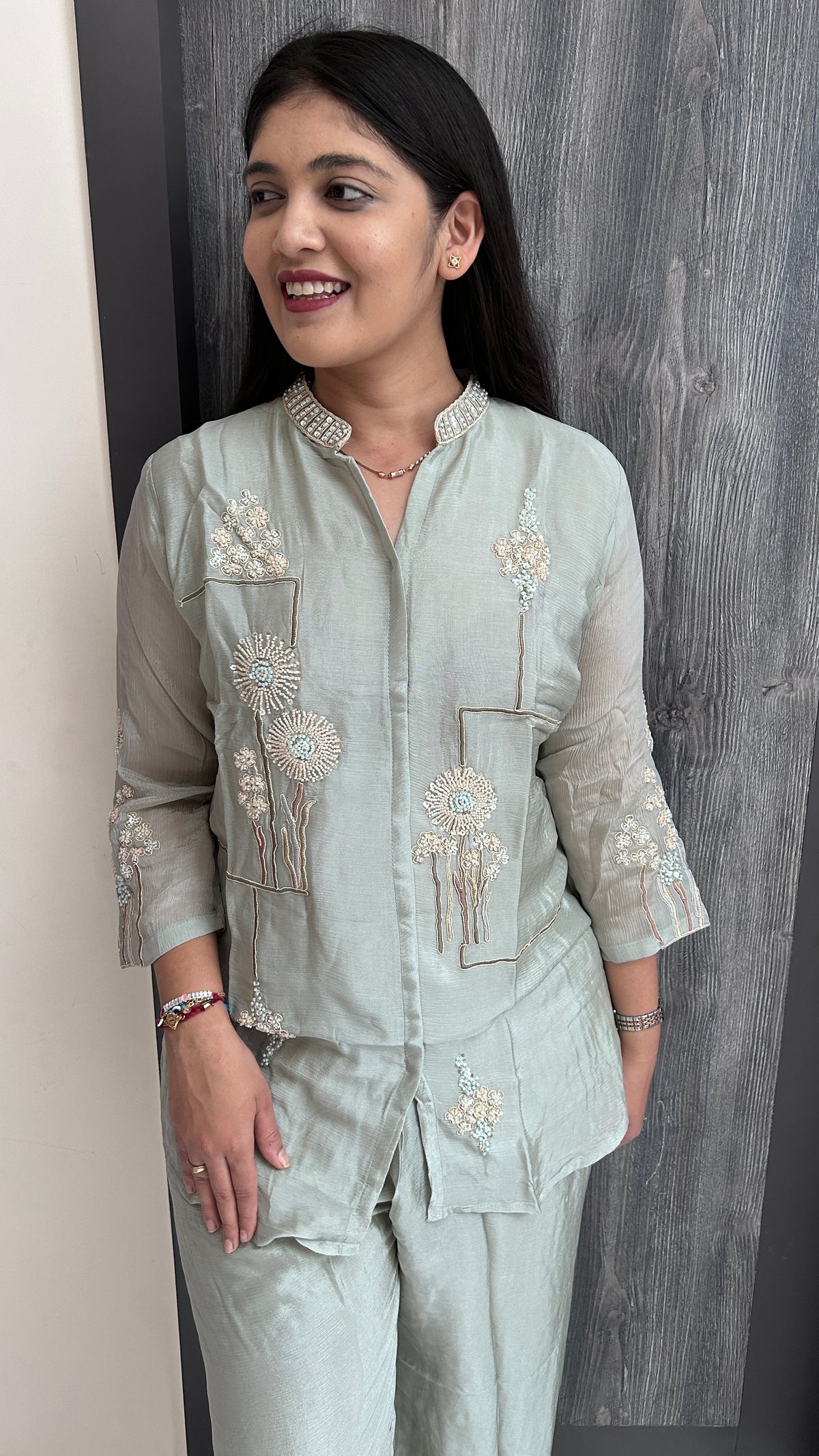 Powder Blue Embroidered Co-ord Set