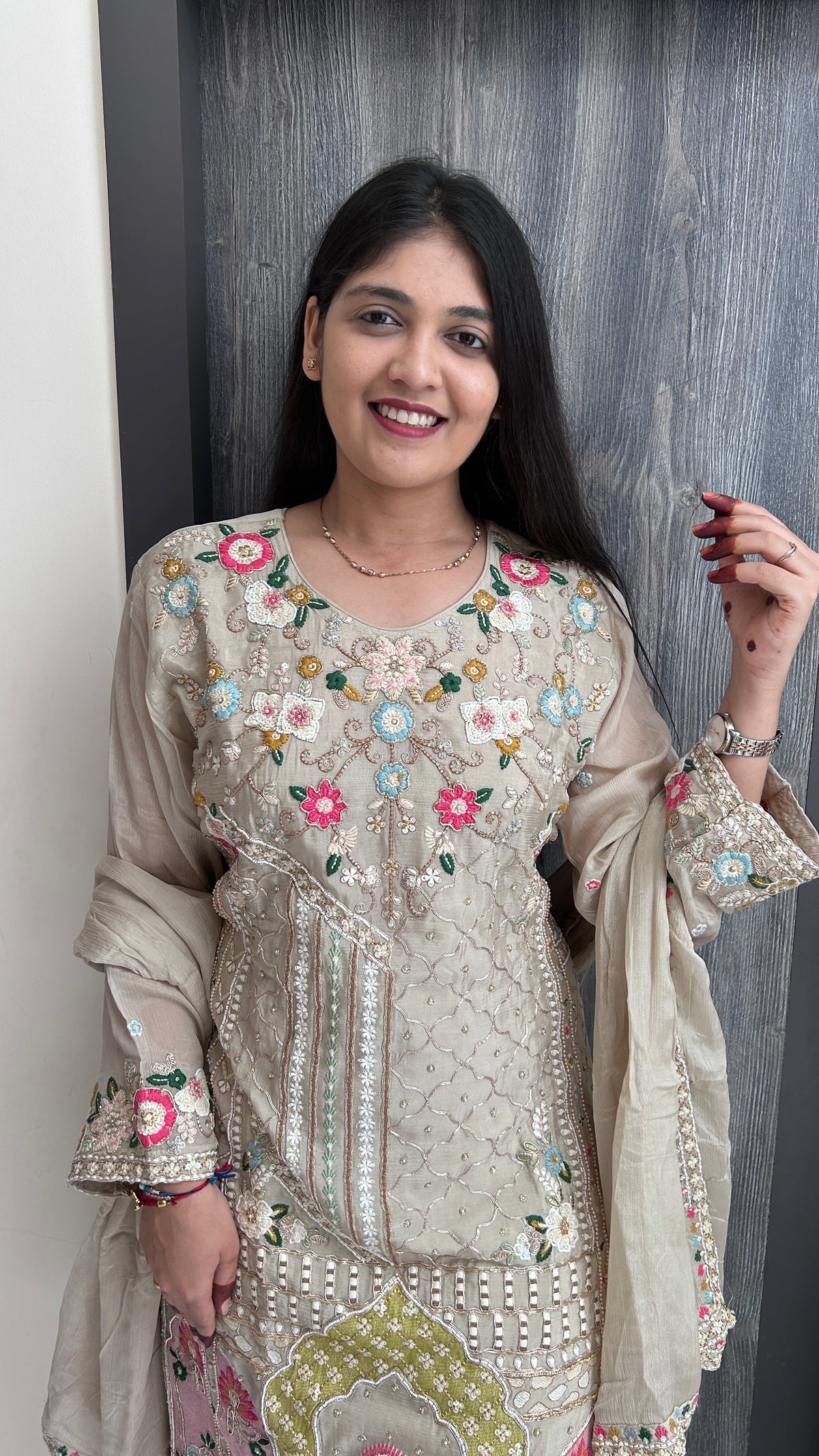 Pastel Floral Embroidered Sharara Set