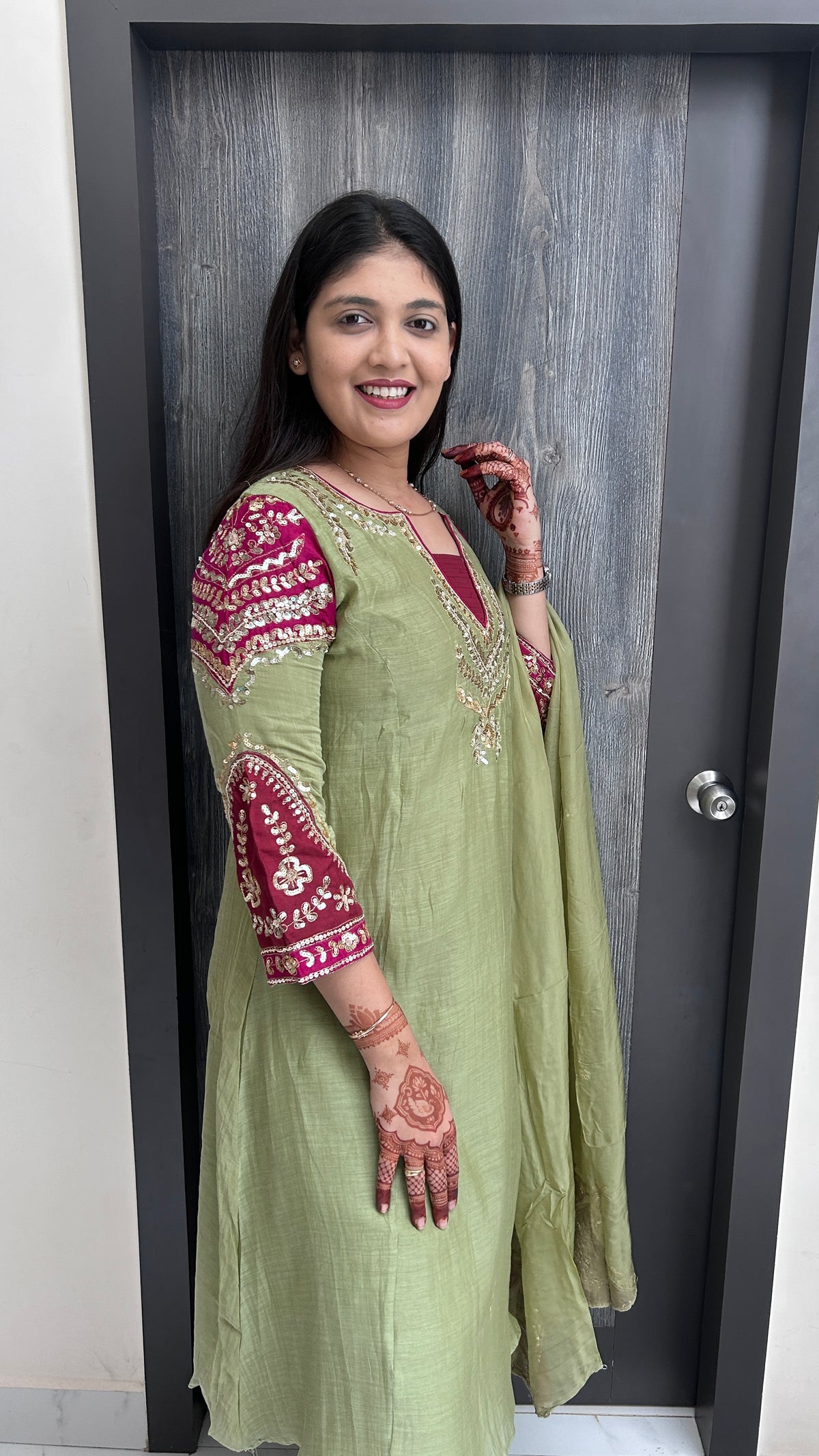 Sage Green Hand-Embroidered Suit Set