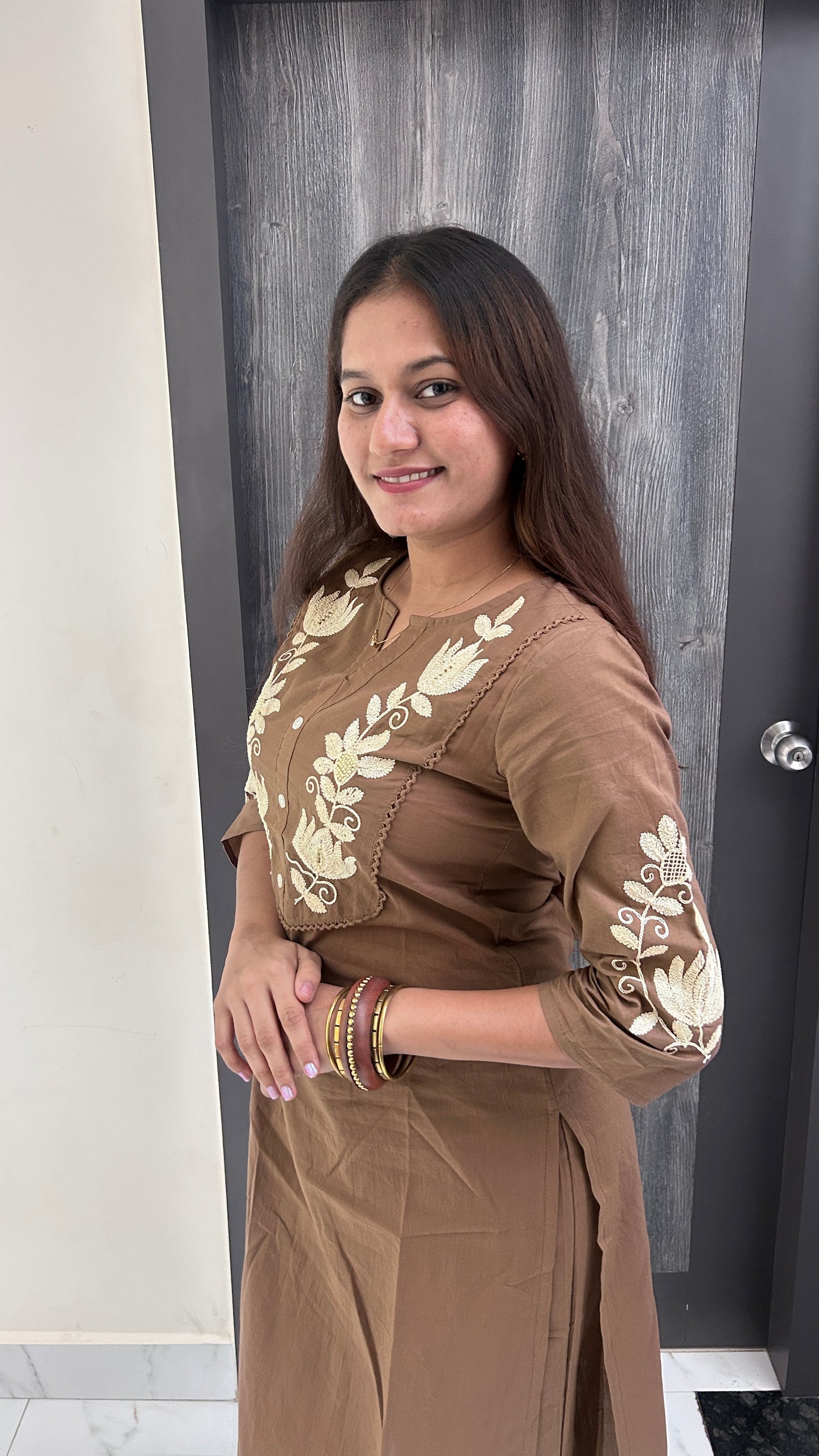 Elegant Floral Hand-Embroidered Co-ord Set