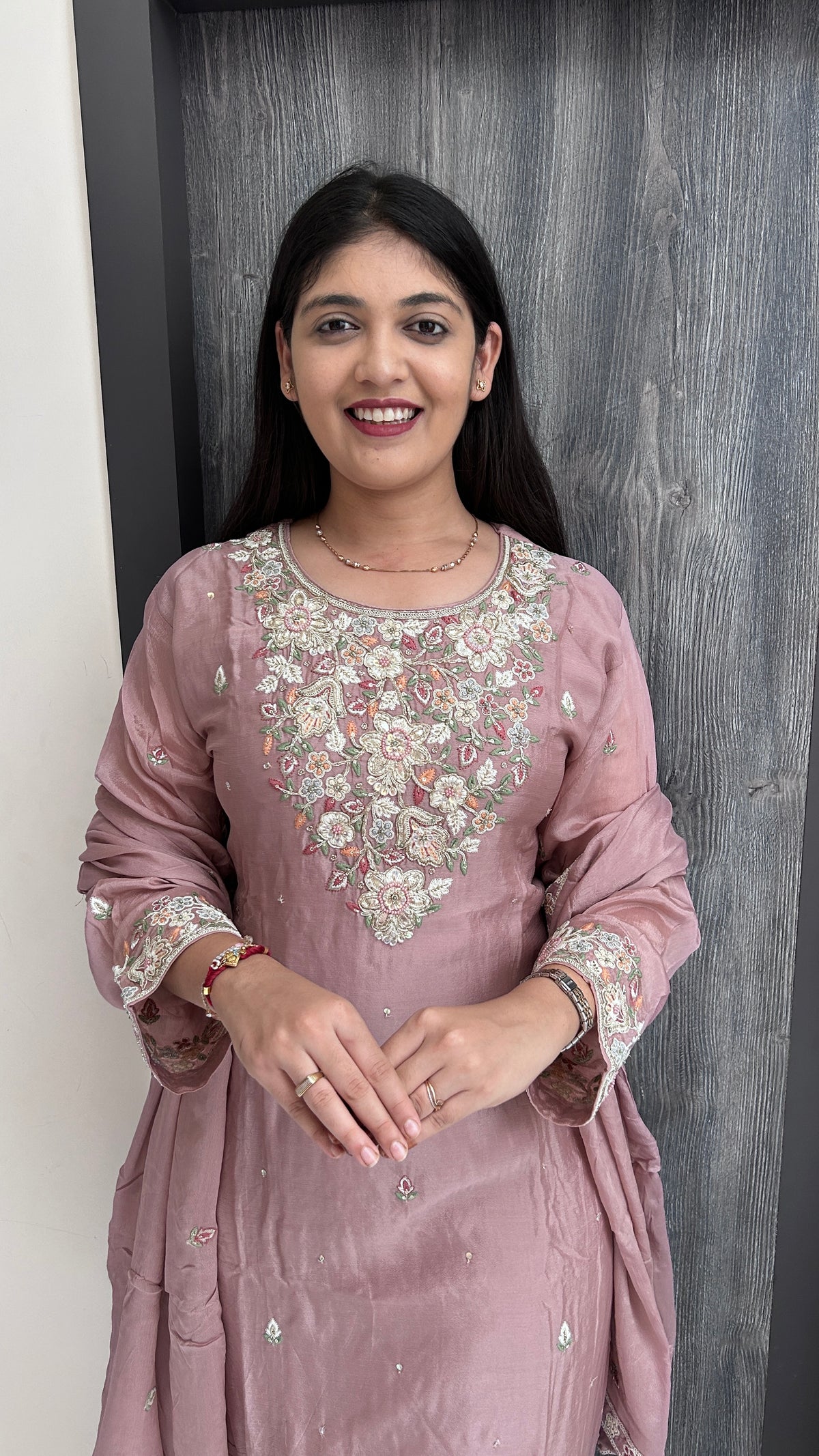 Dusty Rose Hand-Embroidered Sharara Set