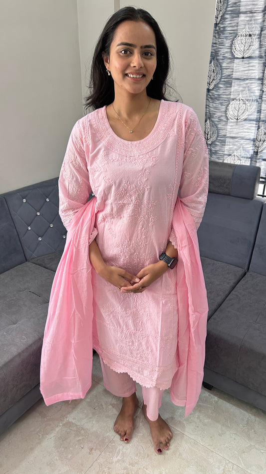 Baby Pink Embroidered Kurta Set