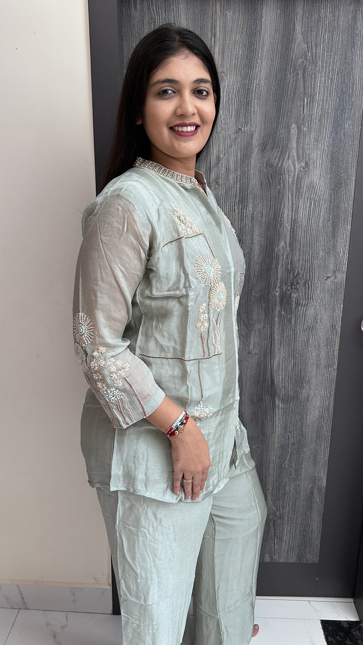 Powder Blue Embroidered Co-ord Set