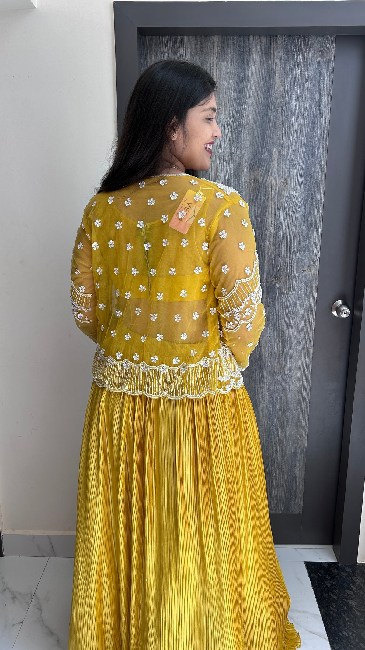 Mustard Yellow 3-Piece Lehenga with Embroidered Jacket