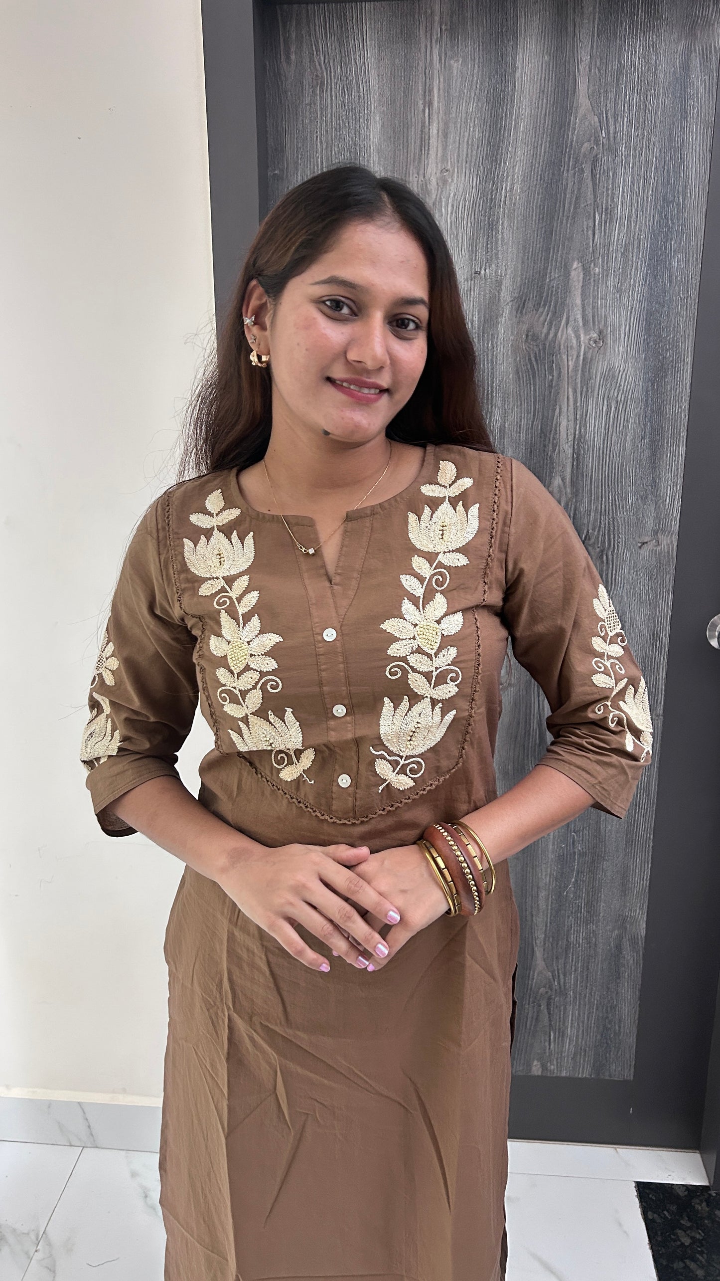 Elegant Floral Hand-Embroidered Co-ord Set