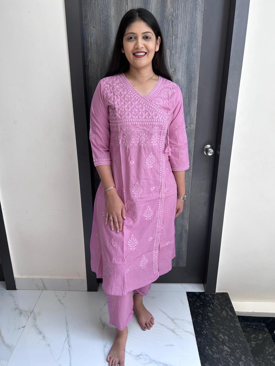 Laknawi Kurta Pant Set (LIGHT PINK)