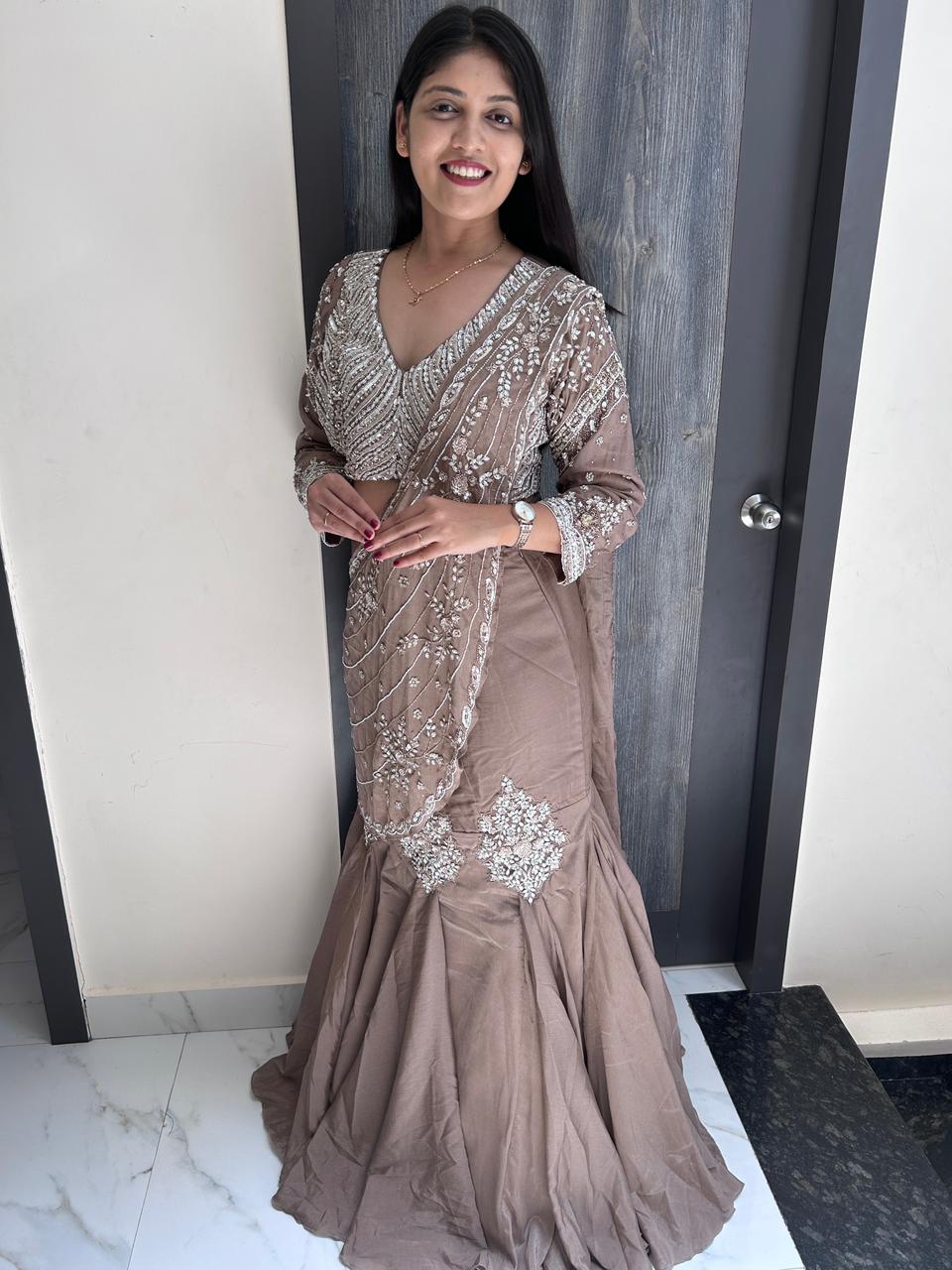 fish cut indo-western lehenga