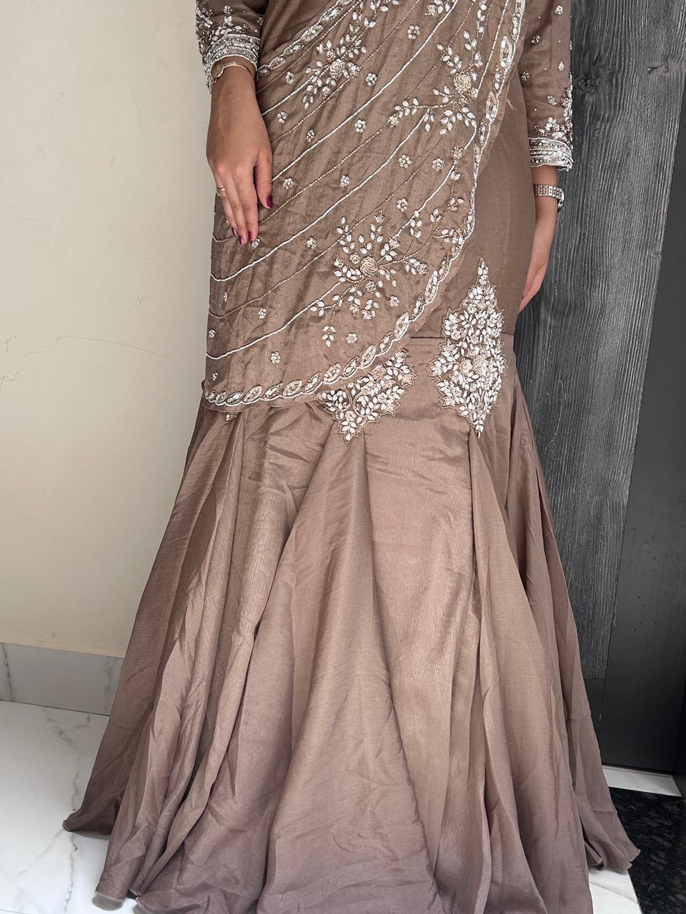 fish cut indo-western lehenga