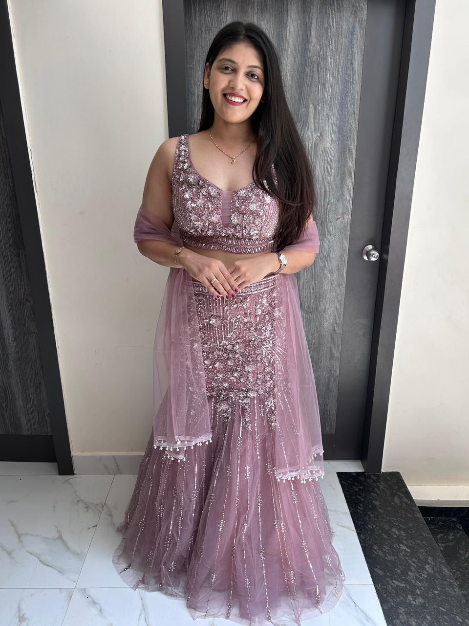 fish-cut party wear(dust pink)