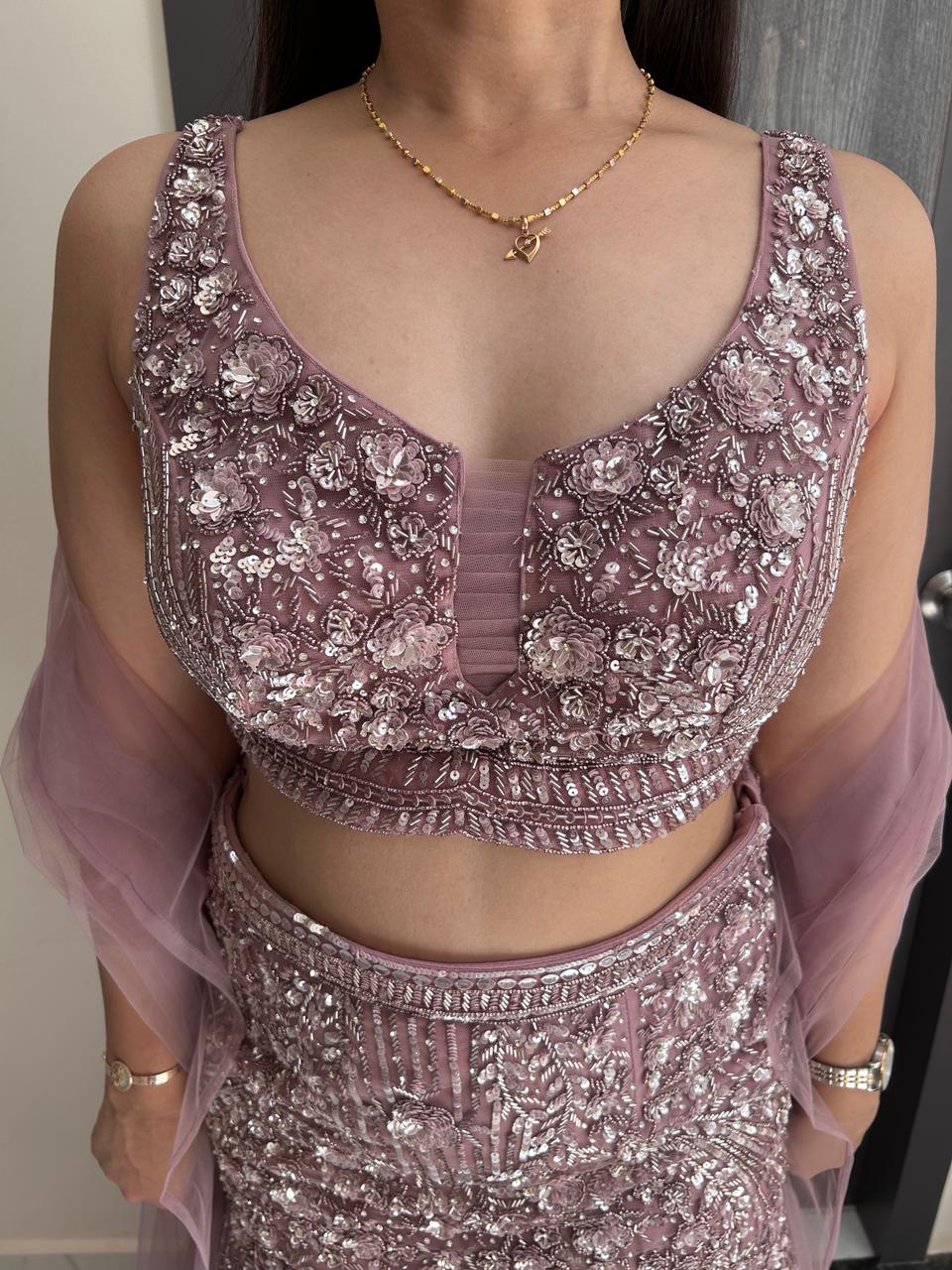 fish-cut party wear(dust pink)