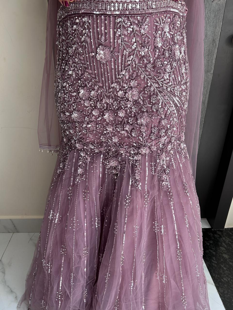 fish-cut party wear(dust pink)