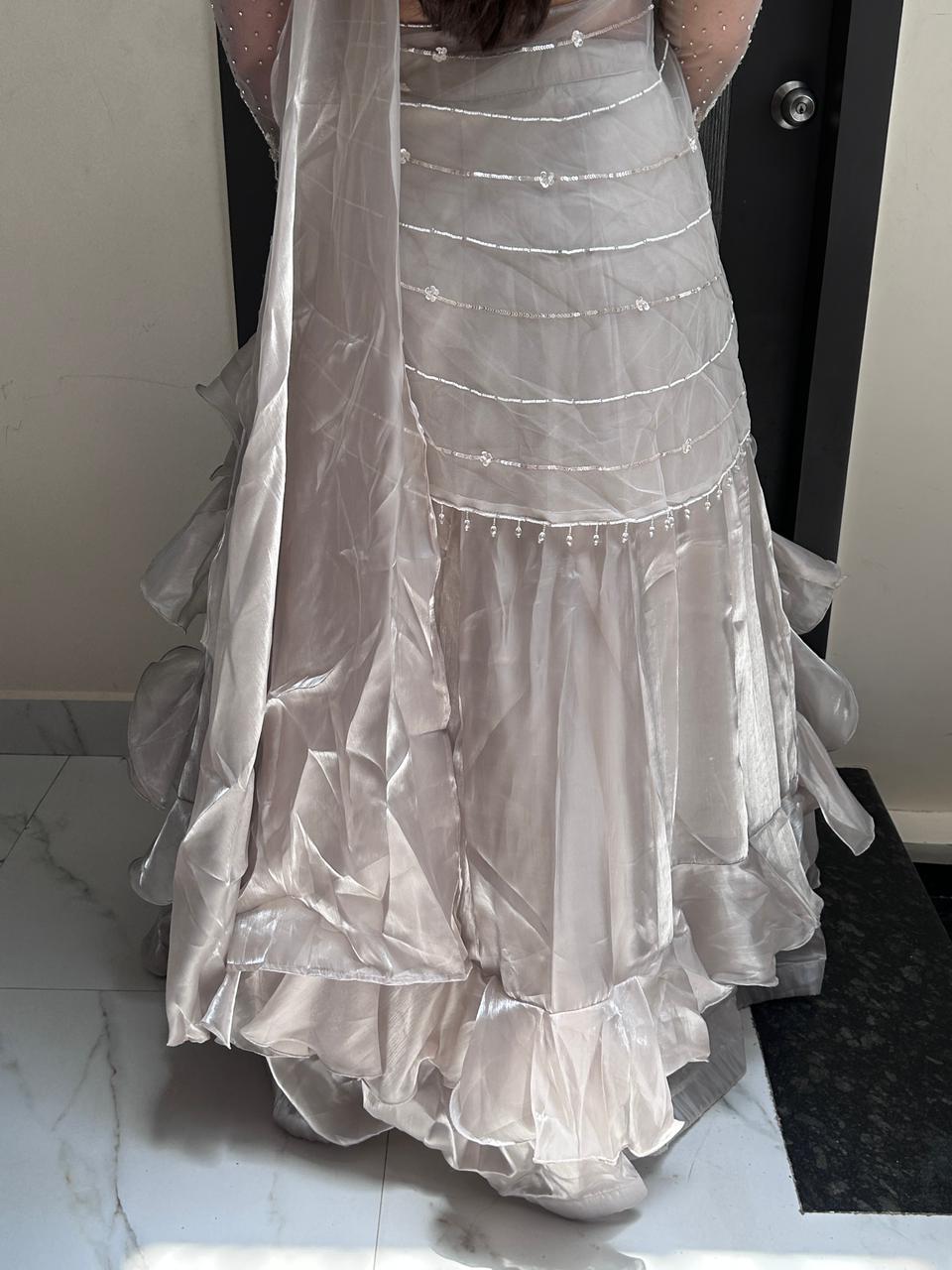 Star dust pre-draped lehenga