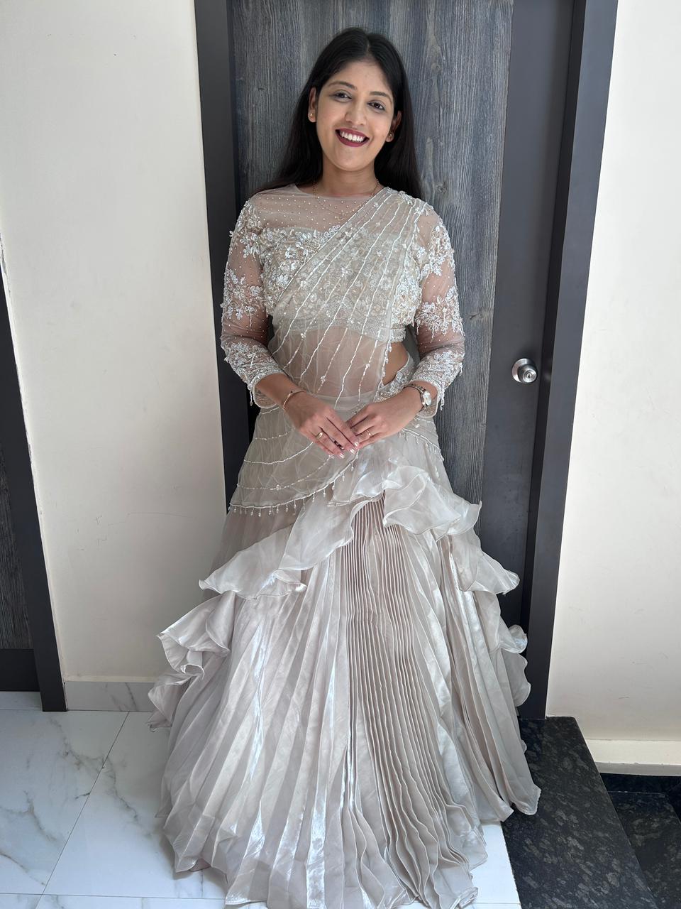 Star dust pre-draped lehenga