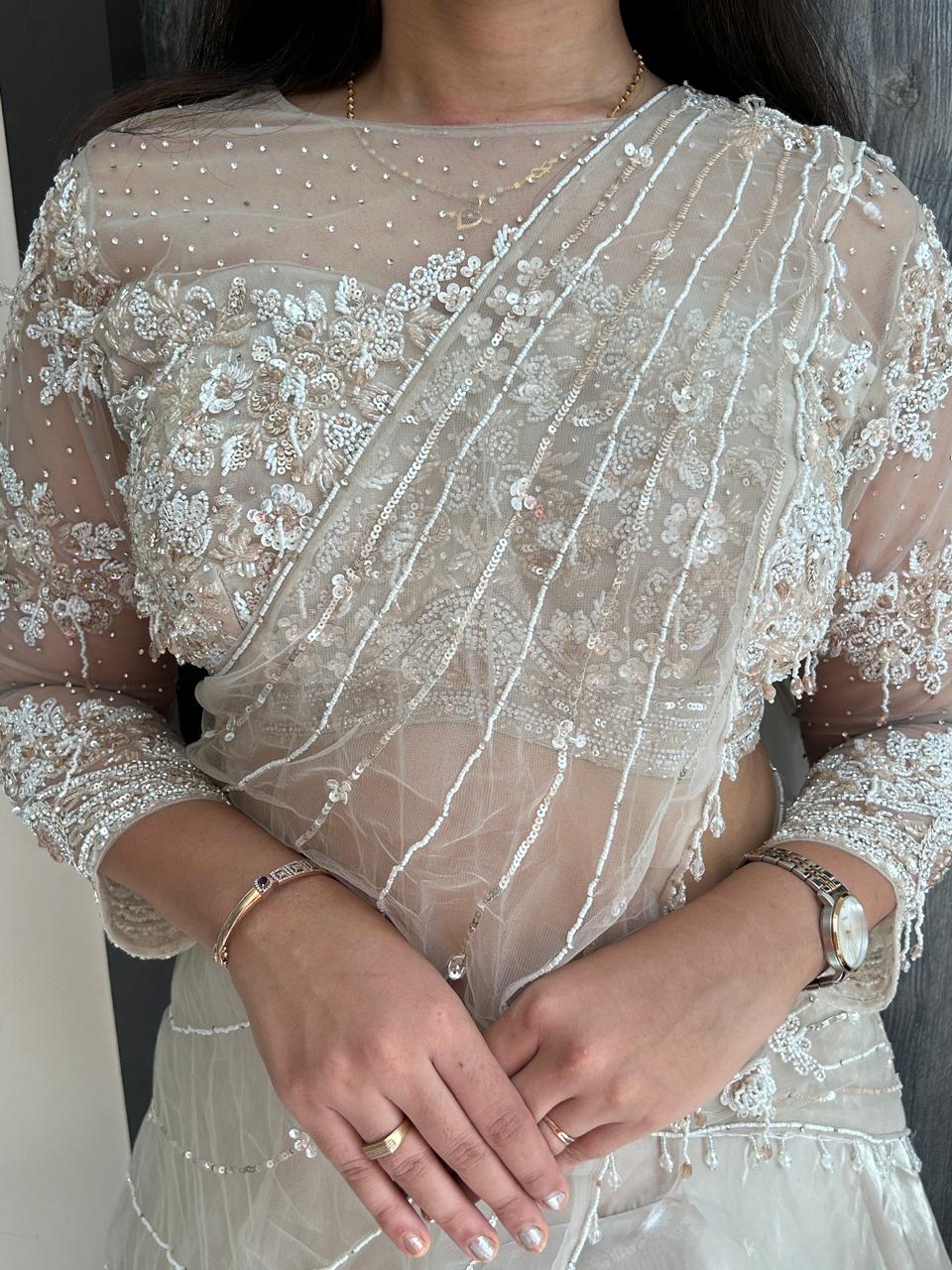 Star dust pre-draped lehenga