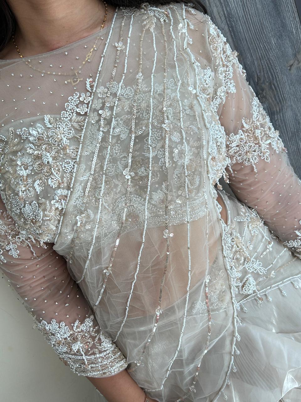 Star dust pre-draped lehenga