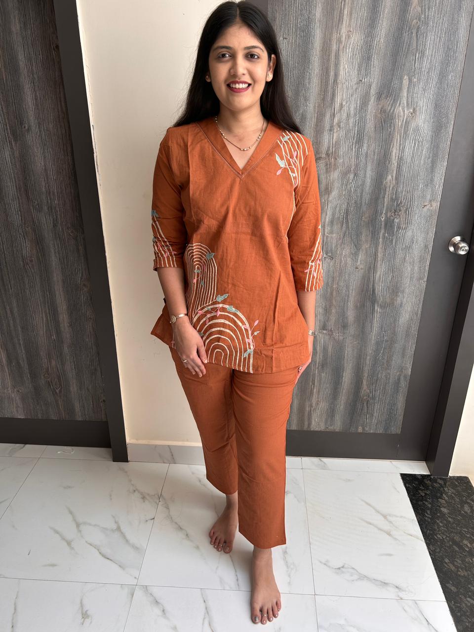 rust orange cotton co-ordset