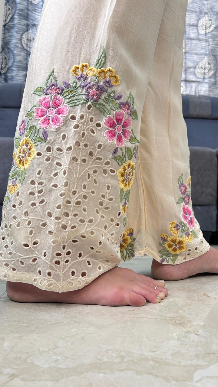 off-white floral chinnon co-ordset