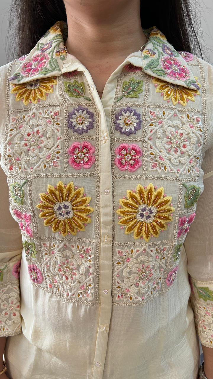 off-white floral chinnon co-ordset