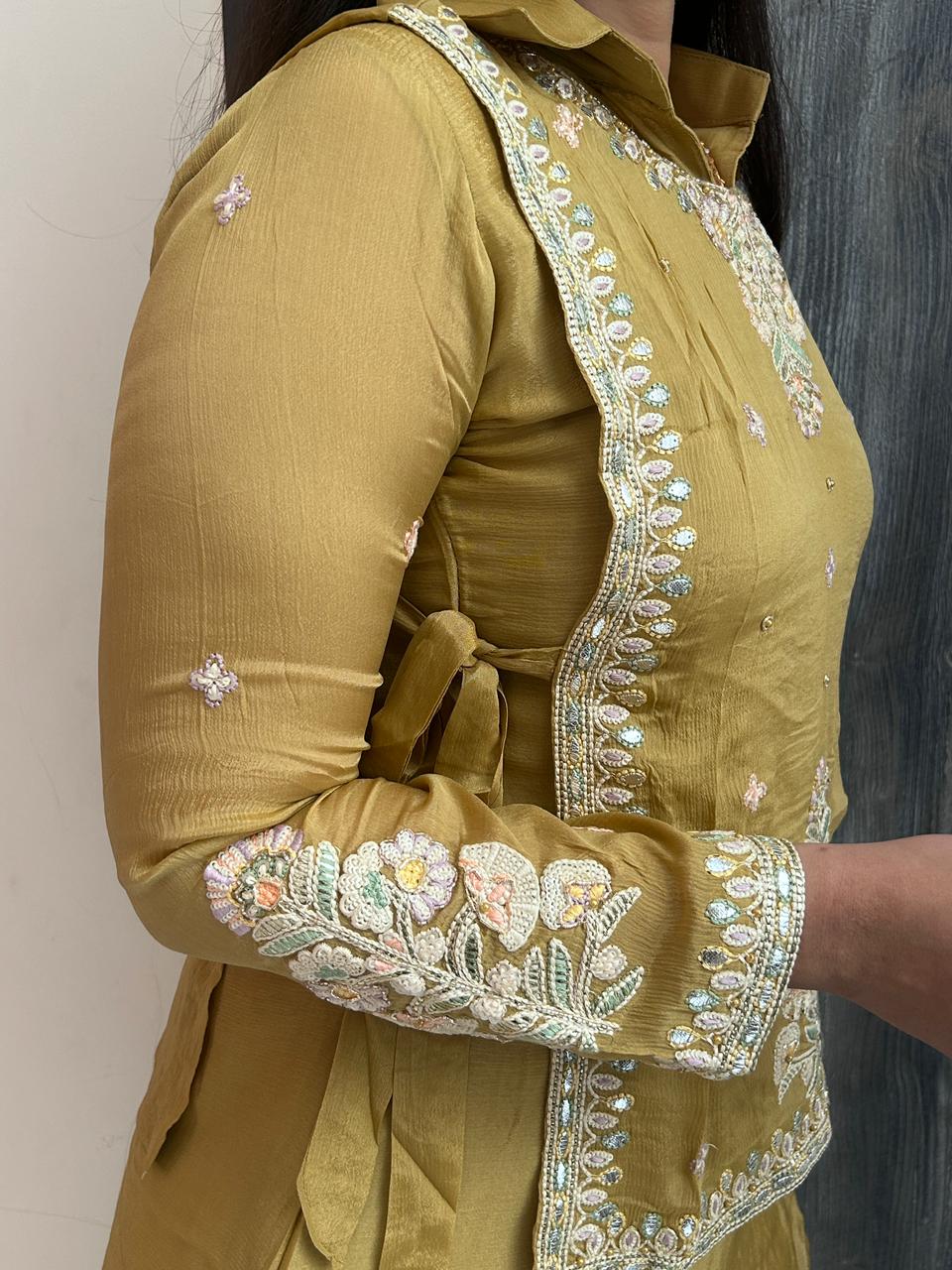 waist embroidery co-ordset(yellow)