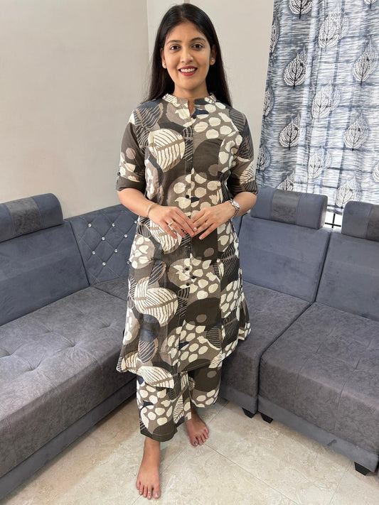 Olive Moss Contemporary Kurti Set
