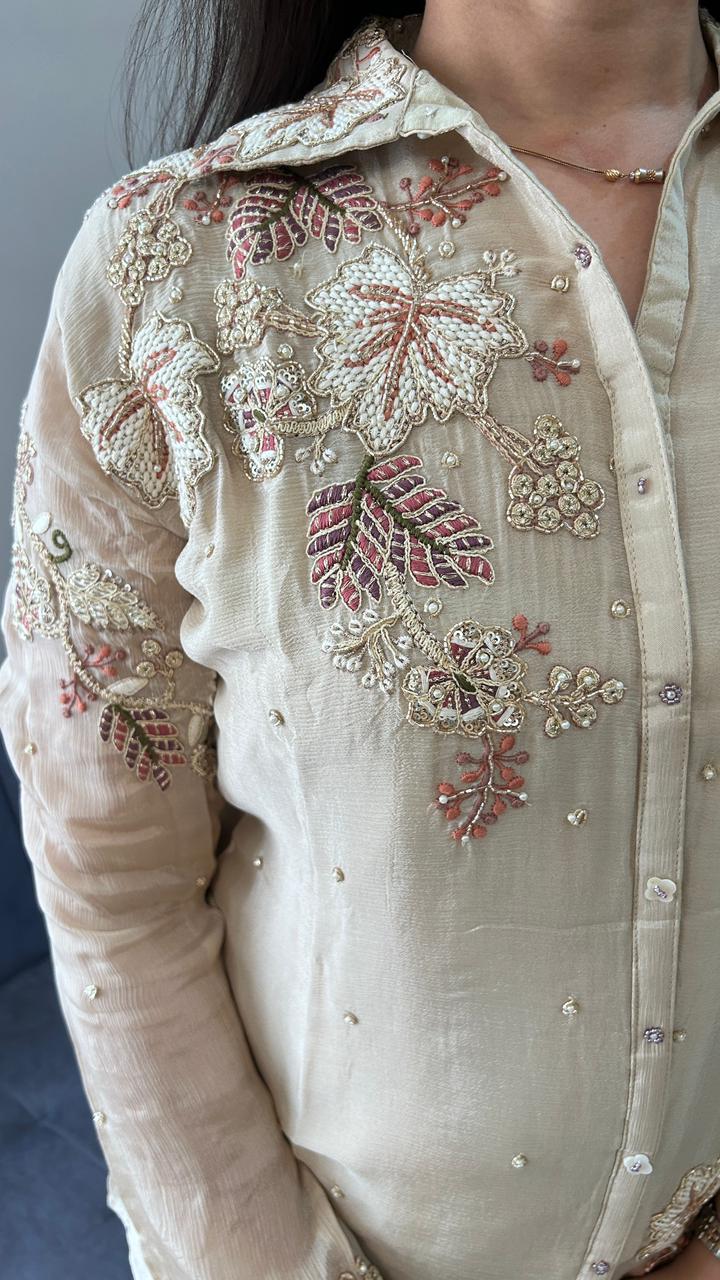 beige pure chinnon co-ordset
