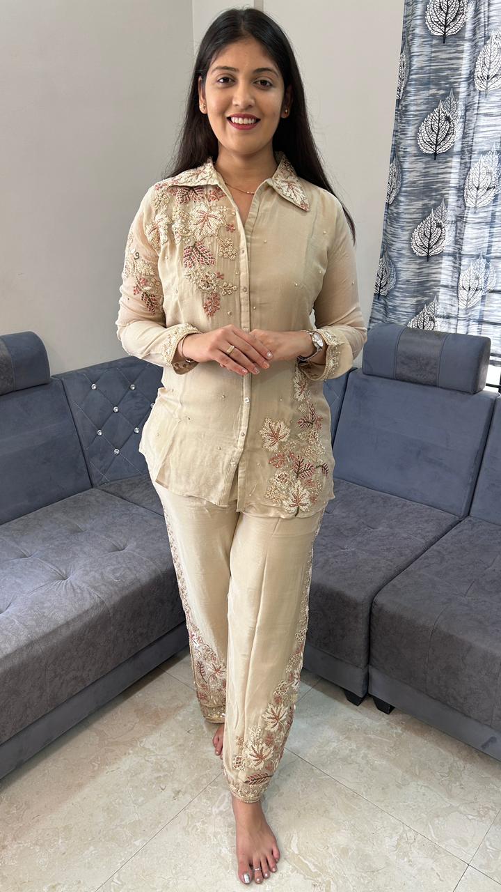 beige pure chinnon co-ordset