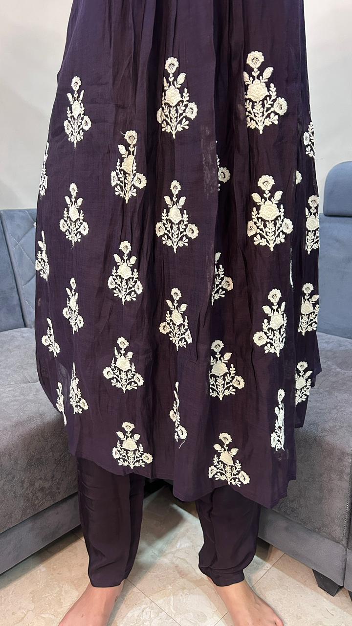 Purple Kurti Set with Dupatta