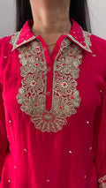 Embroidered Ruby Pink Co-Ord Set