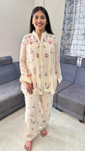 Floral Embroidered White Co-Ord Set