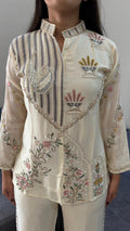 Floral Zardozi Embroidered Cream Co-Ord Set