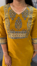 Mustard Mustard Tradition Block-Print Kurta Set with Dupatta