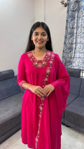 Gulabi Festive Organza-Border Kurta Set with Scalloped Dupatta