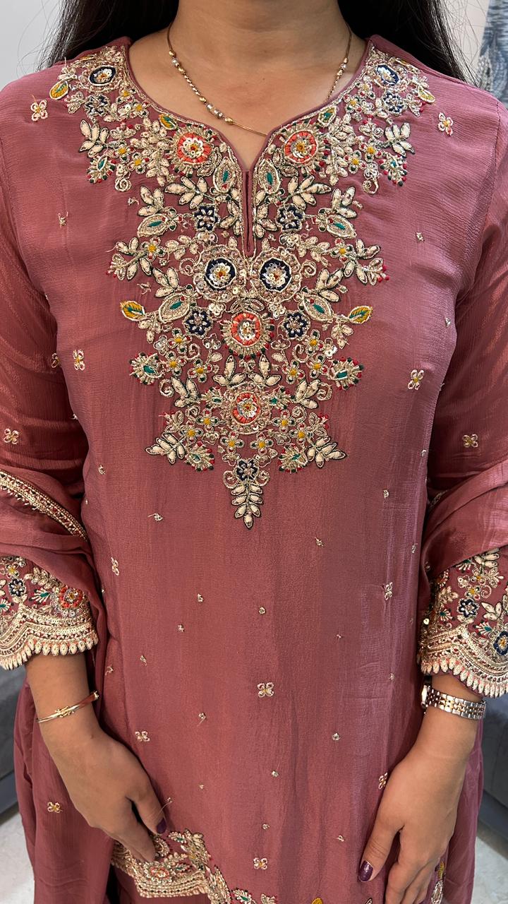 Dusty Rose Festive Sharara Set