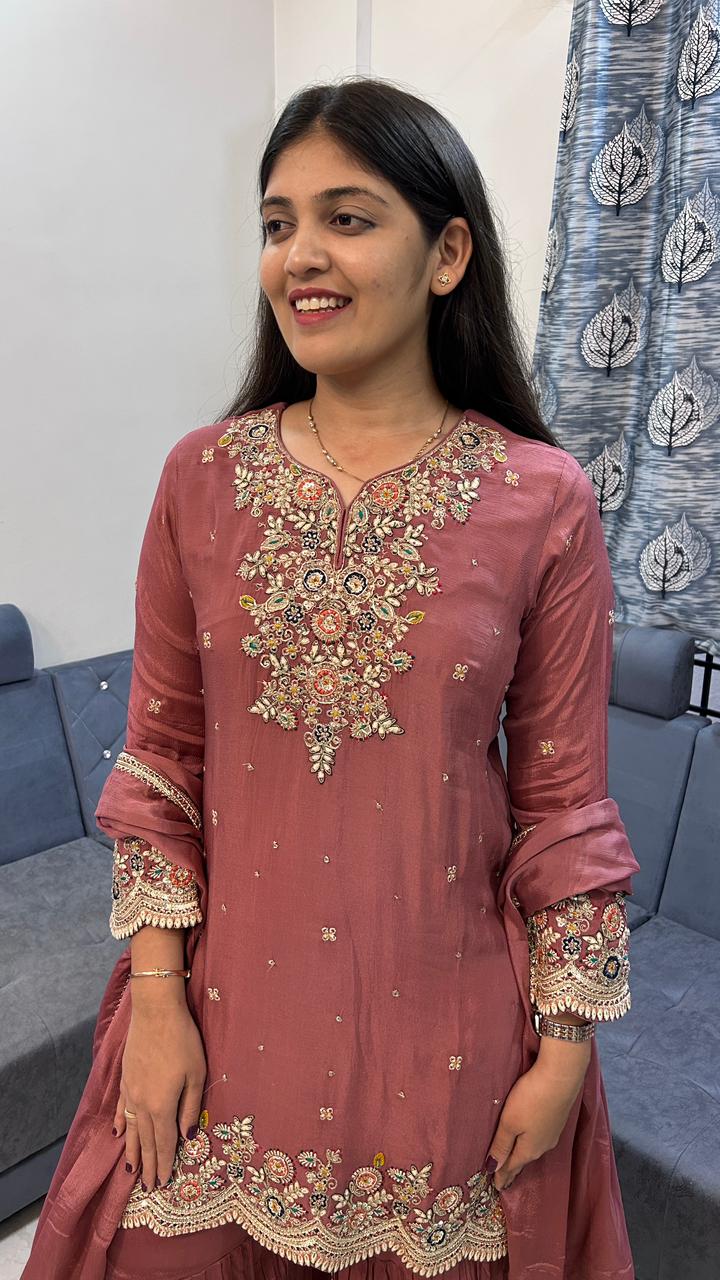 Dusty Rose Festive Sharara Set