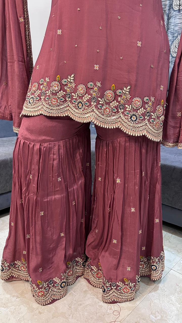 Dusty Rose Festive Sharara Set