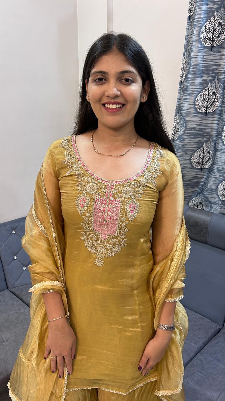 Olive Gold Grace Sharara Set