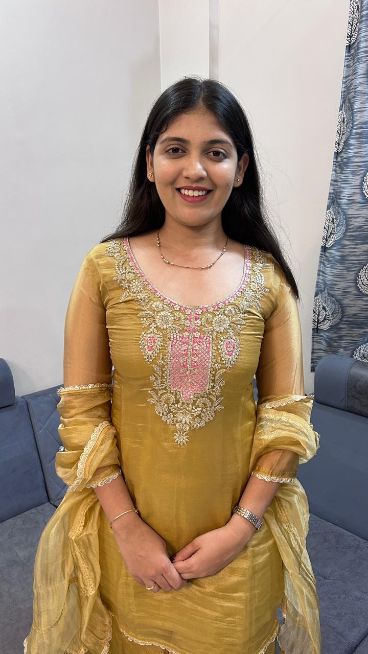 Olive Gold Grace Sharara Set