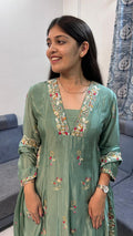 Sage Elegance Embroidered Kurta & Palazzo Set