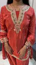 Rust Crimson Embroidered Punjabi Salwar Set