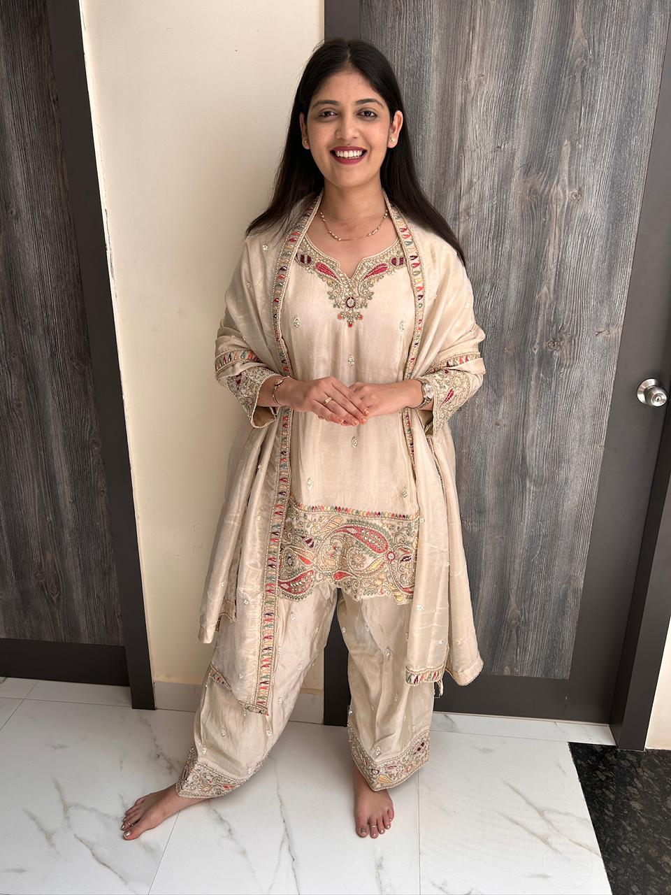 The Cream Paisley Embellished Salwar Set