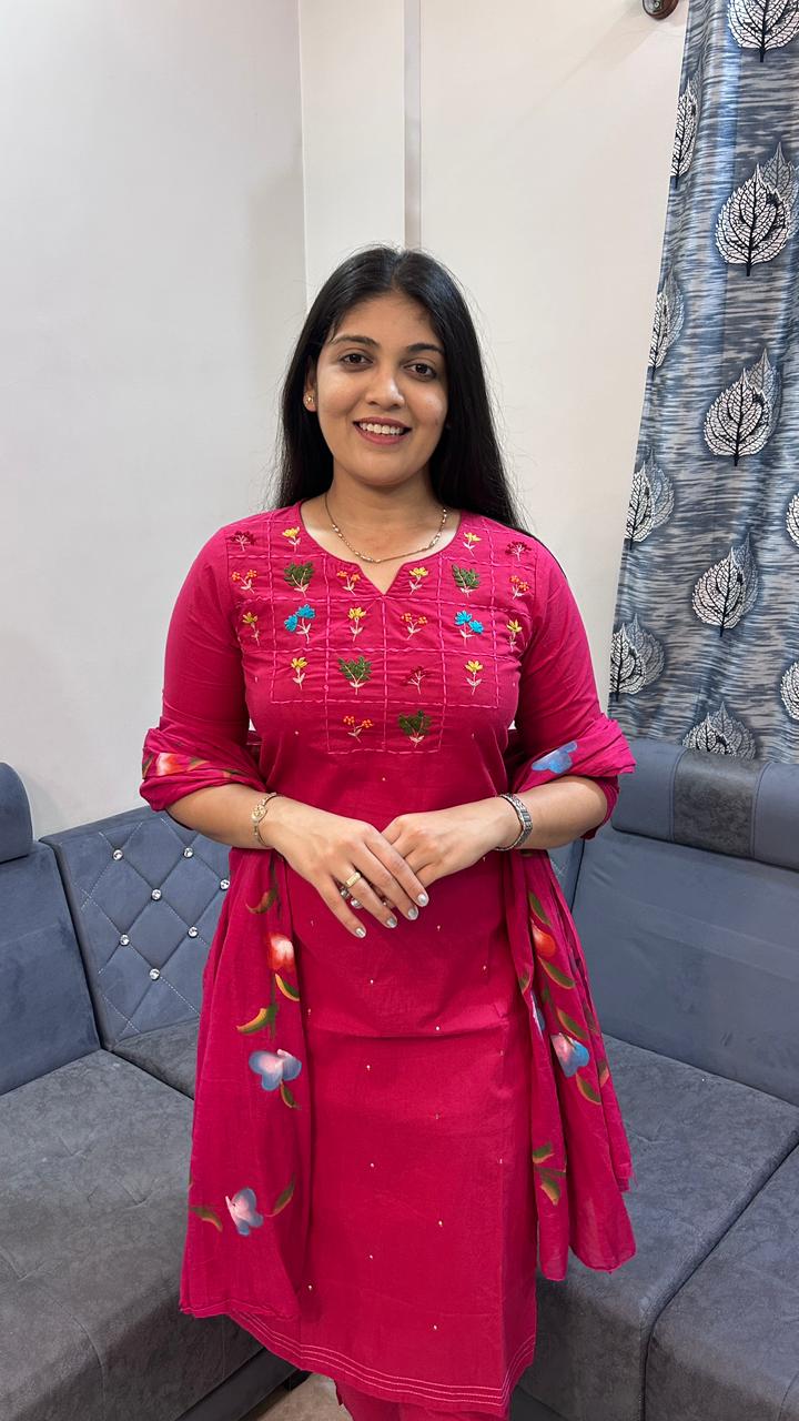 Gulabi Floral Checked Kurta Set