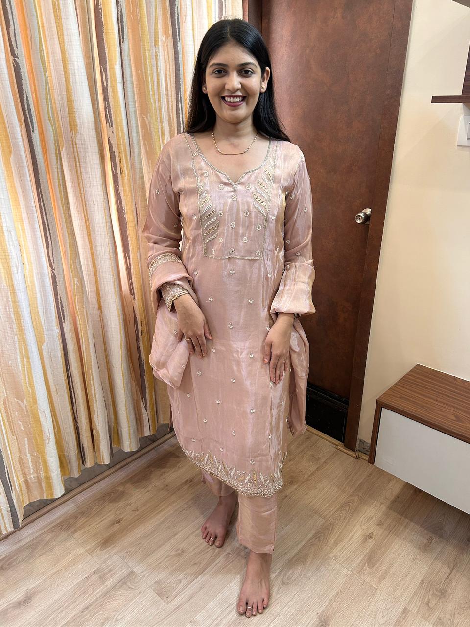Blush Glow Organza Kurta Set