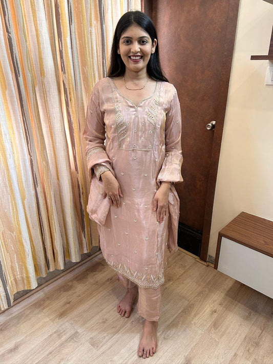 Blush Glow Organza Kurta Set