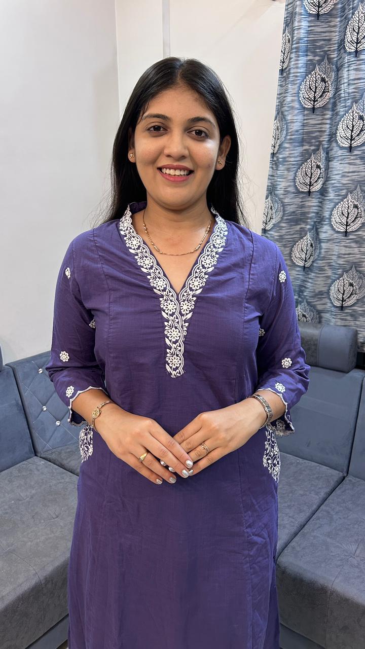 Indigo Violet Embroidered Pocket Set