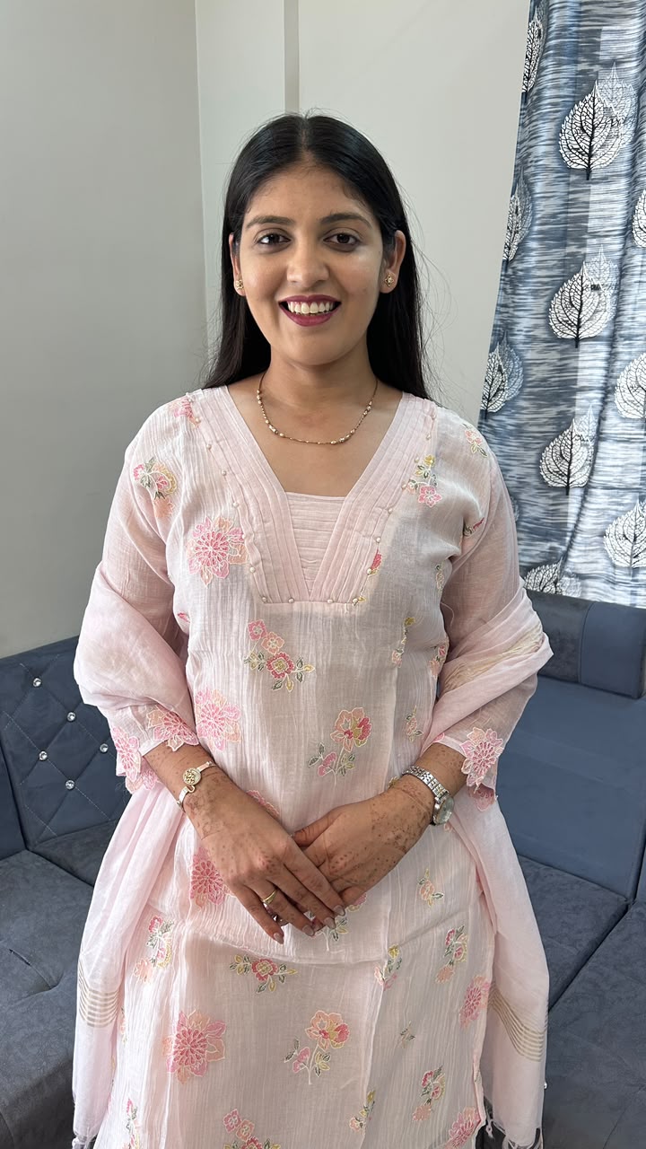 The Amaya Floral Embroidered Chanderi Suit Set