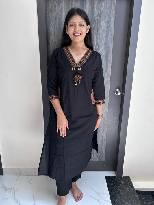 Black Hand-Embroidered Kurti