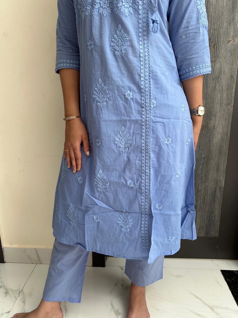 Chikankari Embroidered Kurta Pant Set
