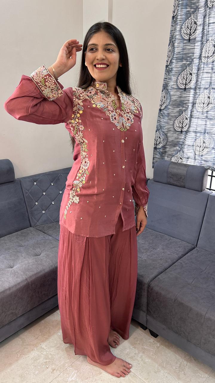 Dusty Mauve Embroidered Co-Ord Set