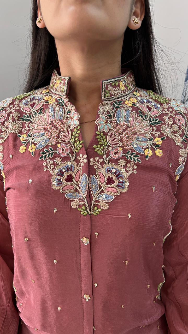 Dusty Mauve Embroidered Co-Ord Set